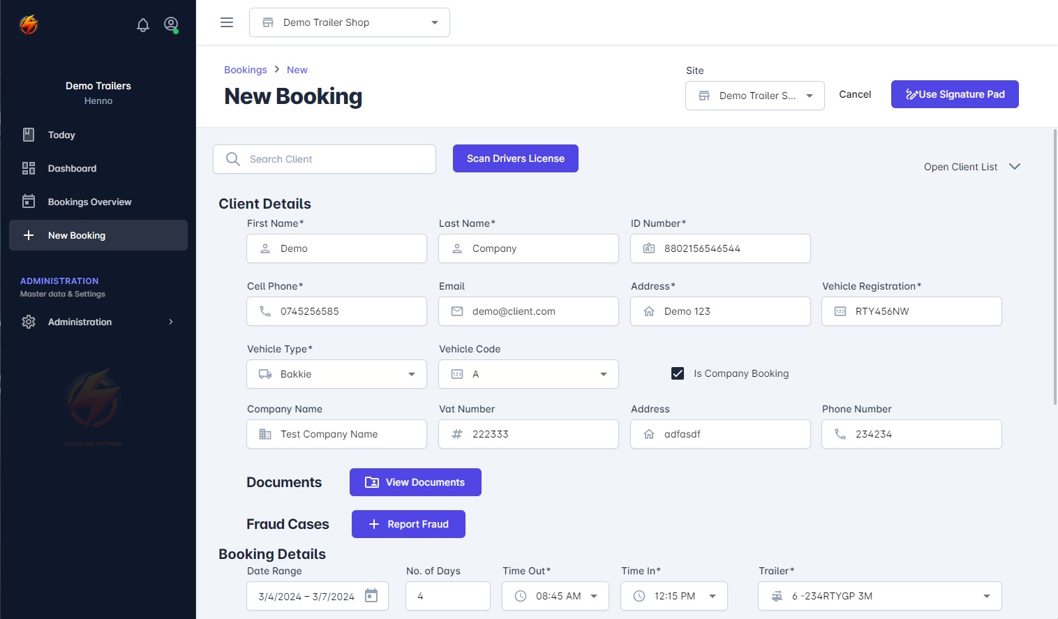 Sparked Rentals Bookings